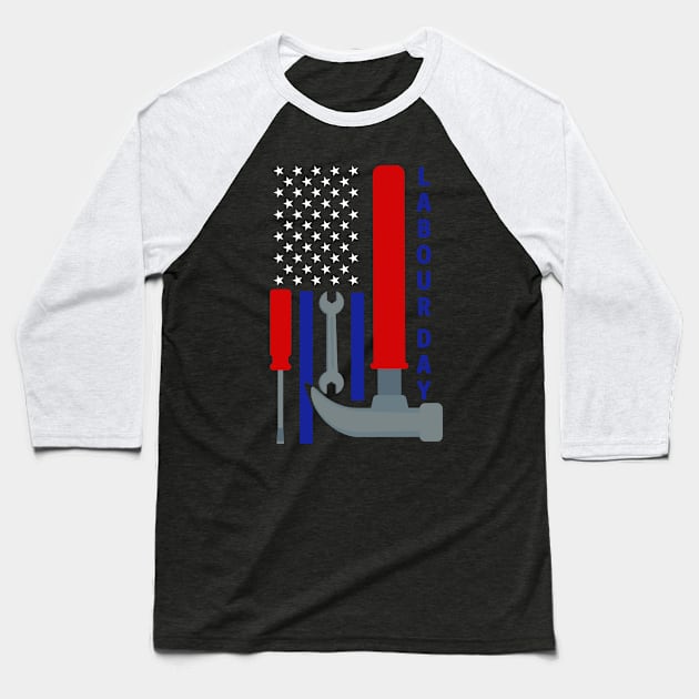 Labor Day  American Flag Baseball T-Shirt by luxembourgertreatable